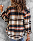 Geometric Plaid Print Pocketed Shacket