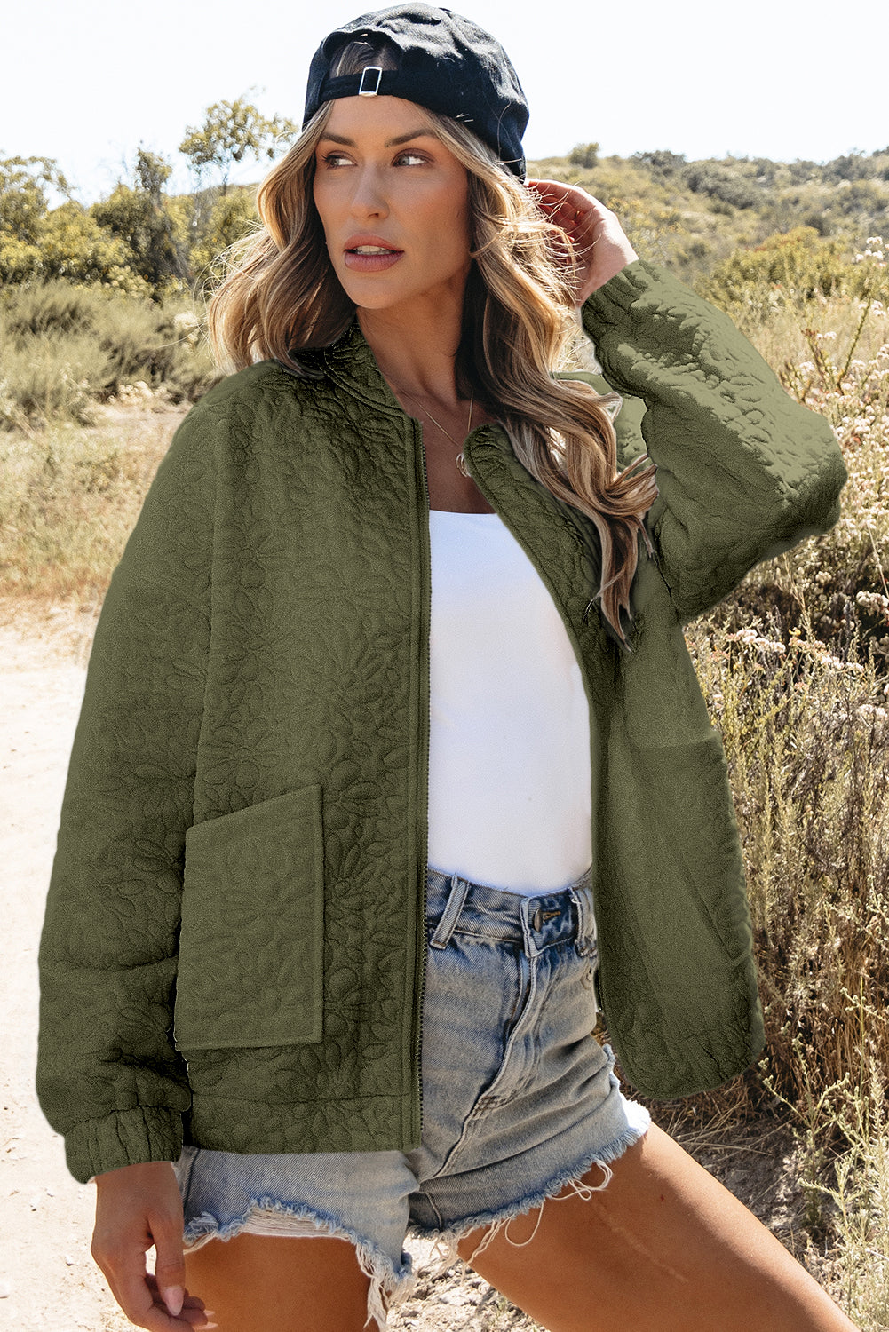 Jungle Green Floral Quilted Jacket - Little Miss Vanilla