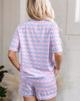 Purple Checkered Pattern Short Sleeve Pajamas Set