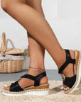 Women's Peep Toe Serpentine Wedges Sandals With Circle Design Casual Summer Shoes