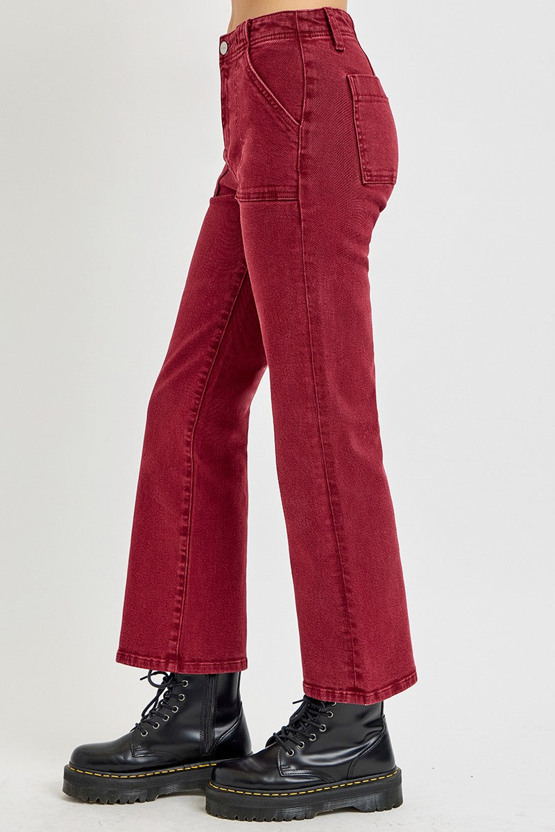 RISEN Full Size High Rise Straight Jeans with Patch Pockets - Little Miss Vanilla