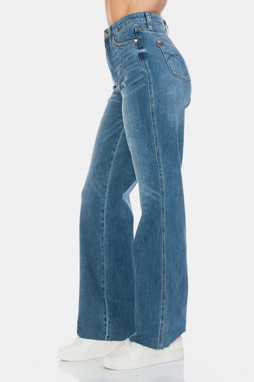 Judy Blue Full Size Tummy Control Cut Raw Hem Straight Jeans - Little Miss Vanilla