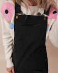 Black Solid Front Pockets Sleeveless Corduroy Overall Dress - Little Miss Vanilla