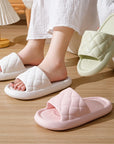 New Rhombus Home Slippers Summer Non-slip Floor Bathroom Slipper Lightweight Simple House Shoes For Women Men