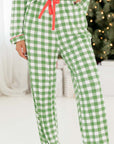 Light Green Christmas Plaid Print Shirt and Pants Pajama Set - Little Miss Vanilla