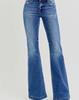 RISEN Full Size Low Rise Flare Jeans with Pockets - Little Miss Vanilla