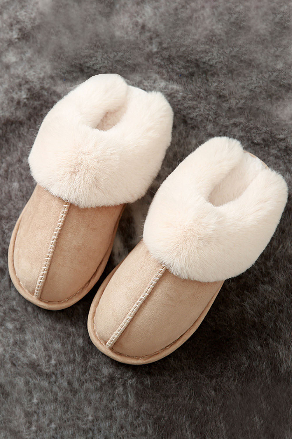 Khaki Cut and Sew Faux Suede Plush Lined Slippers - Little Miss Vanilla