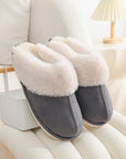 Winter Warm Plush Home Slippers Indoor Fur Slippers Women Soft Lined Cotton Shoes Comfy Non-Slip Bedroom Fuzzy House Shoes Women Couple