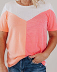 Plus Size Color Block Round Neck Short Sleeve T-Shirt - Little Miss Vanilla