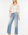 Kancan Mid Rise Frayed Hem Straight Jeans - Little Miss Vanilla