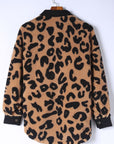 Black Contrast Trimmed Leopard Teddy Shacket - Little Miss Vanilla