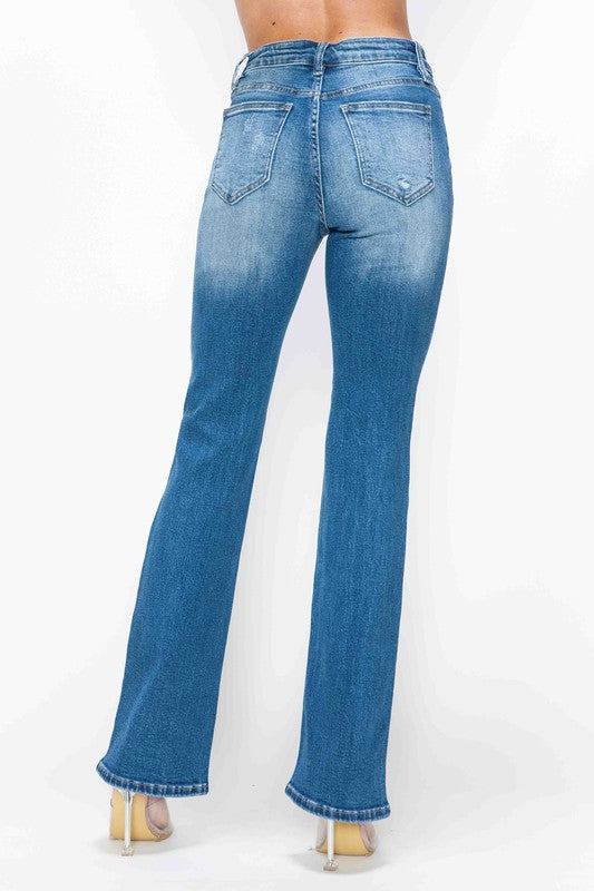 bytos Full Size Distressed High Rise Jeans with Pockets - Little Miss Vanilla