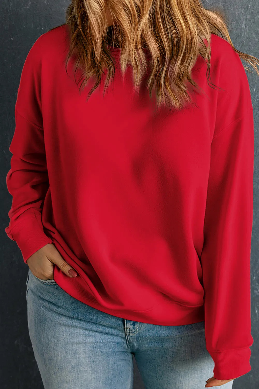 Plus Size Round Neck Long Sleeve Sweatshirt - Little Miss Vanilla