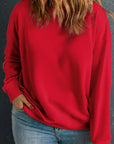 Plus Size Round Neck Long Sleeve Sweatshirt - Little Miss Vanilla