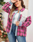 Plus Size Plaid Collared Neck Long Sleeve Shirt - Little Miss Vanilla