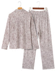 White Leopard Print Long Sleeve and Pants Pajamas Set - Little Miss Vanilla