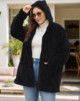 Plus Size Zip Up Long Sleeve Hooded Outerwear - Little Miss Vanilla