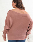 Plus Size One Shoulder Beaded Sweater - Little Miss Vanilla