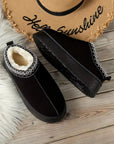 Black Contrast Print Suede Plush Lined Snow Boots