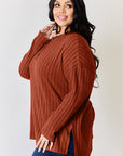 Basic Bae Full Size Ribbed Half Button Long Sleeve High-Low T-Shirt - Little Miss Vanilla