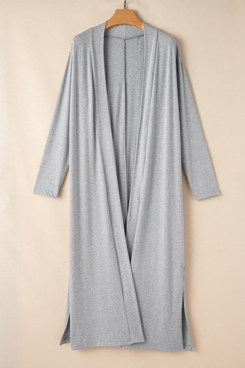 Light Grey Split Long Cardigan and Skinny Pants Lounge Set - Little Miss Vanilla