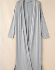 Light Grey Split Long Cardigan and Skinny Pants Lounge Set - Little Miss Vanilla