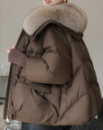 Down Cotton-padded Jacket Women's Short Fur Collar Thickened Coat Winter Clothing