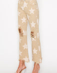 RISEN Full Size High Rise Star Printed Frayed Hem Jeans - Little Miss Vanilla