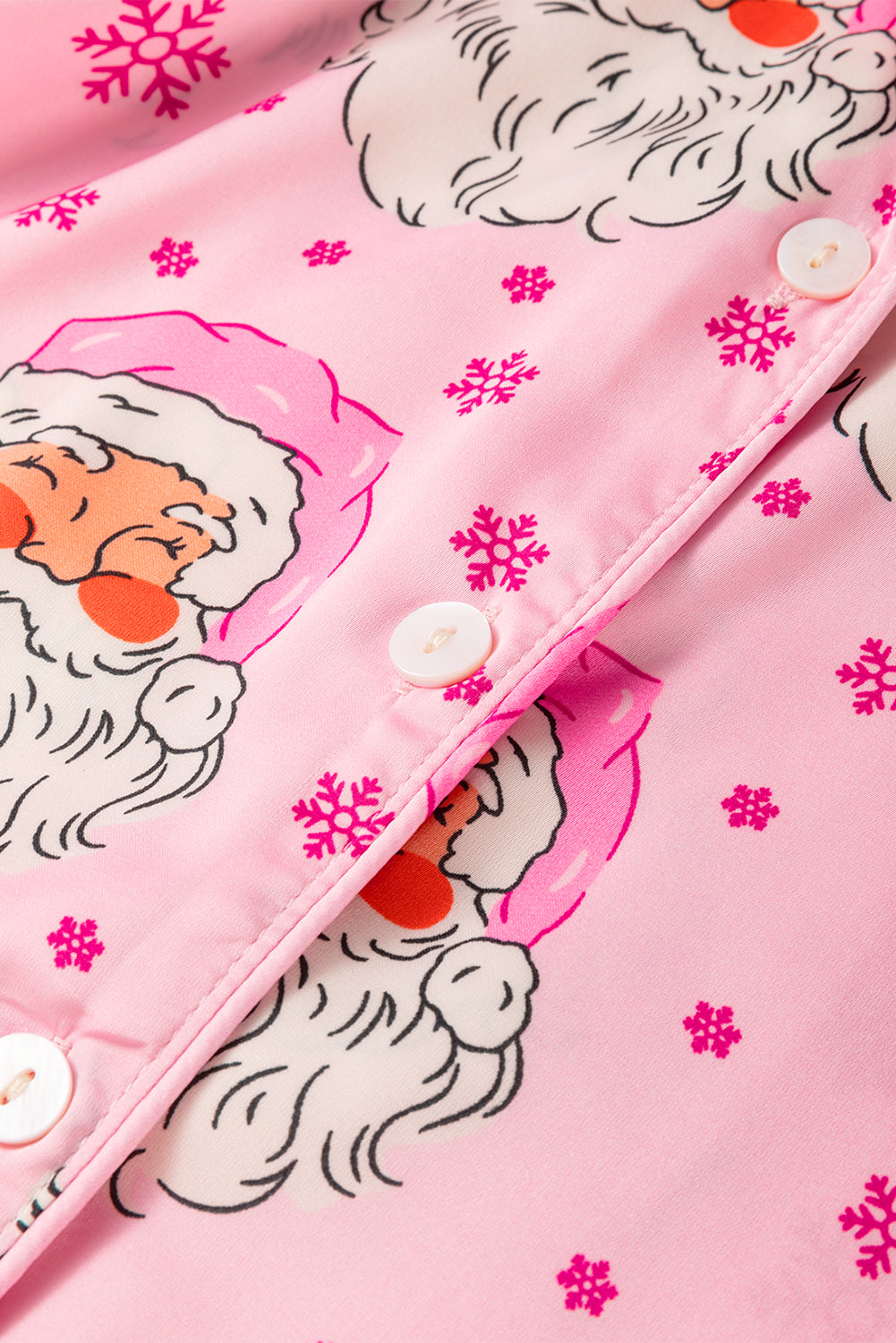 Pink Santa Claus Snowflake Long Sleeve Shirt Christmas Pajama Set - Little Miss Vanilla