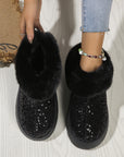 Fashion Sequined Thick-soled Plush Shoes Winter Indoor And Outdoor Casual Warm Slippers Women Garden House Shoes