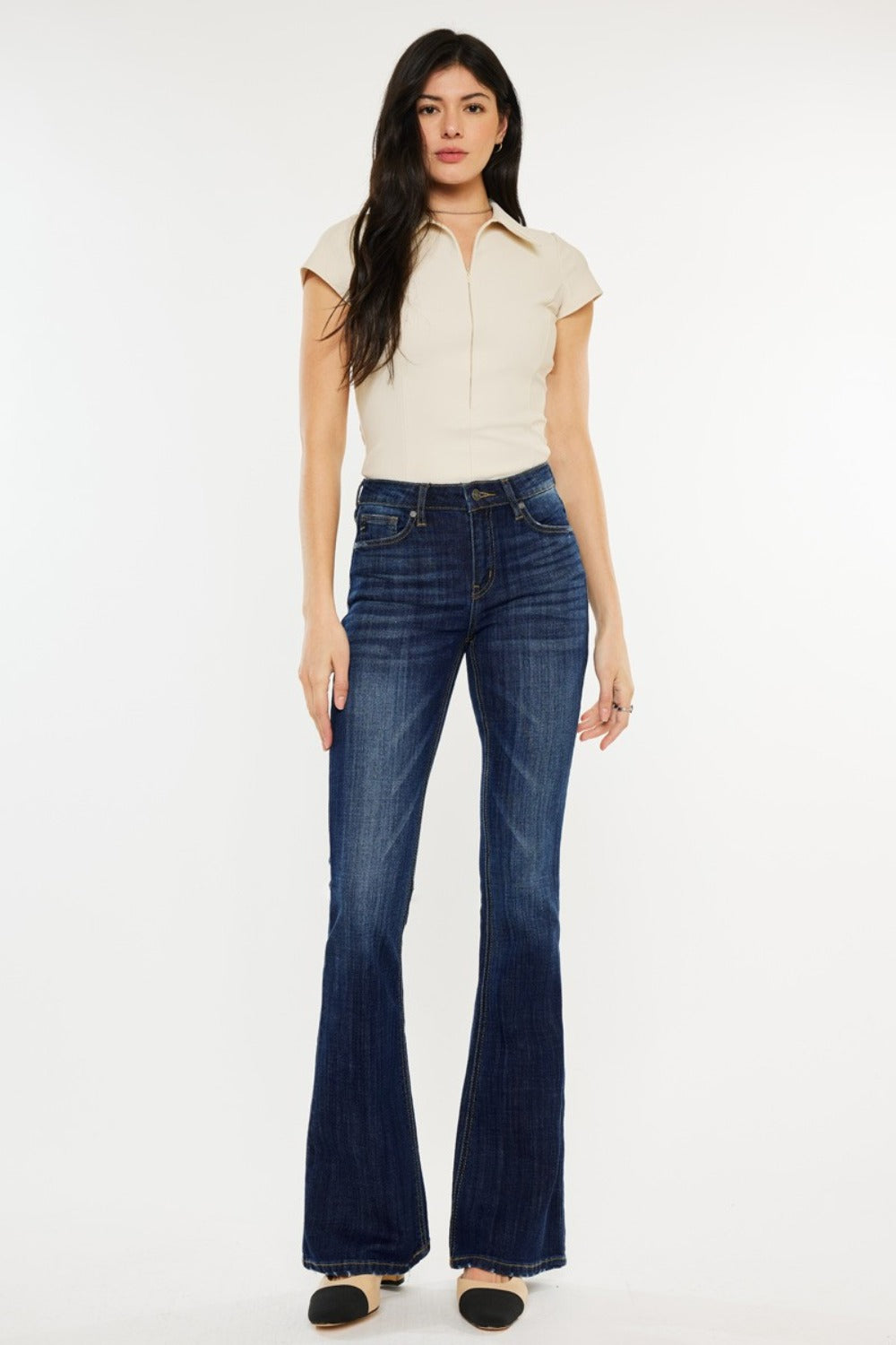 Kancan Full Size Mid Rise Slim Flare Jeans - Little Miss Vanilla