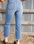 Beau Blue Mineral Wash Raw Hem High Waist Flared Jeans