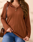 Plus Size Button Detail Long Sleeve Hoodie - Little Miss Vanilla