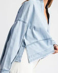 Slit Raw Hem Notched Denim Top - Little Miss Vanilla