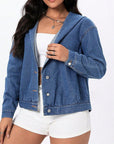 Button Up Hooded Denim Top - Little Miss Vanilla