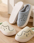 Striped Cat Slippers Indoor Couple Non-slip Floor Bedroom Slipper Winter Warm Plush House Shoes Women Men