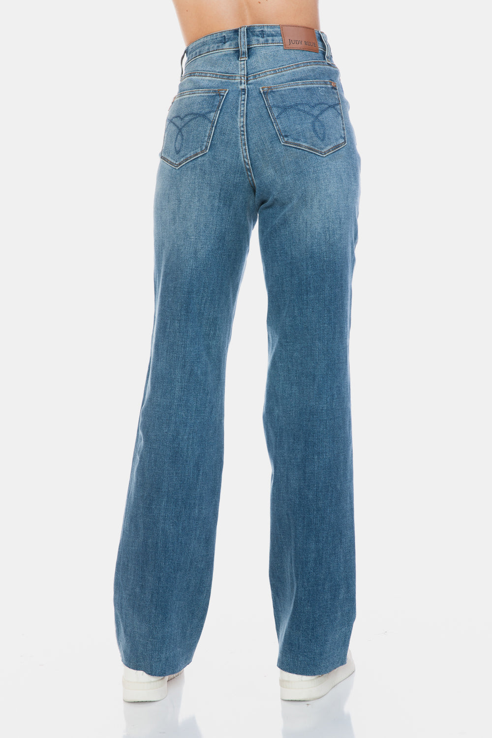 Judy Blue Full Size Tummy Control Cut Raw Hem Straight Jeans - Little Miss Vanilla