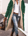 Solid Color Hooded Cotton Jacket Long Sleeve Double-sided Wear Slim Fit Elegant Cardigan Coat Top