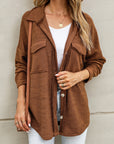 Brown Contrast Flap Pockets Relaxed Shacket - Little Miss Vanilla