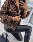 Women's Leopard Print Jacket With Pocket Y2K Fashion Lapel Single-breasted Denim Overcoat Women's Clothing - Little Miss Vanilla