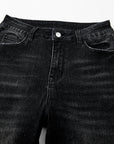 Carbon Grey Mineral Wash Raw Hem High Waist Flared Jeans