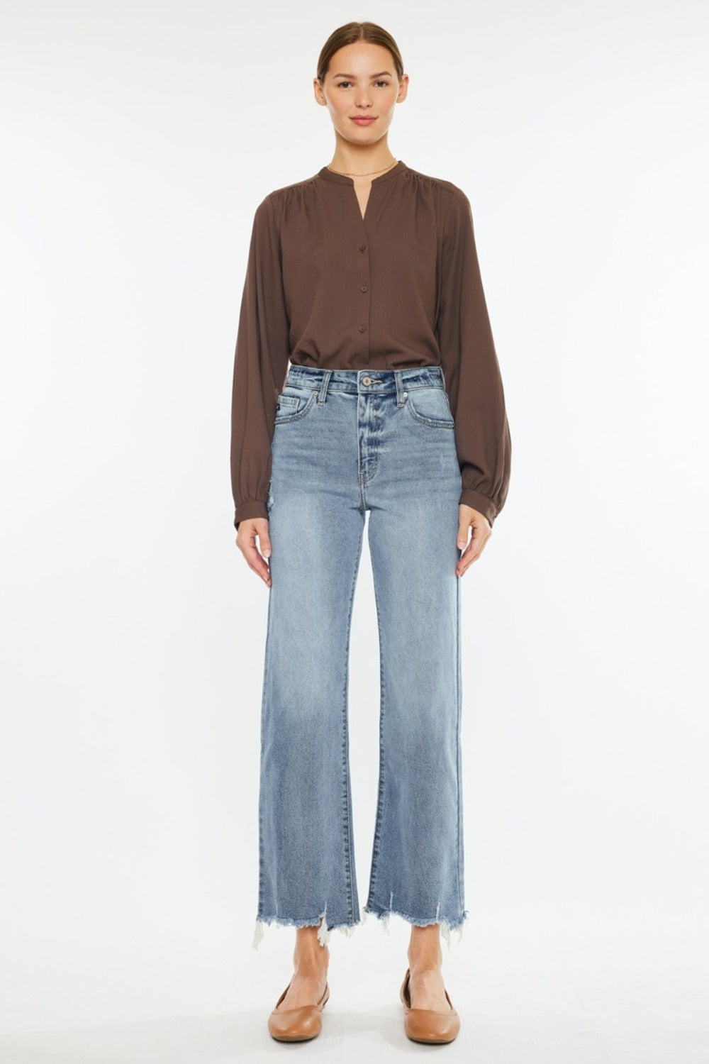 Kancan High Rise Slim Wide Leg Jeans - Little Miss Vanilla