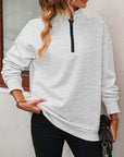 Mandy Zip-Up Dropped Shoulder Sweatshirt - Little Miss Vanilla