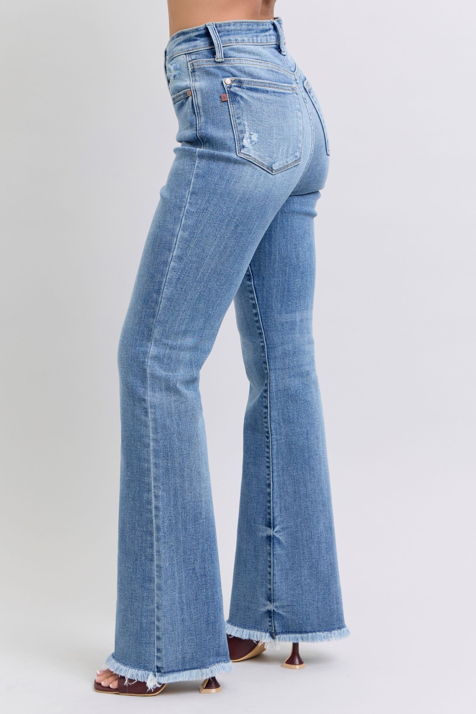 Judy Blue Full Size Raw Hem High Rise Bootcut Jeans - Little Miss Vanilla