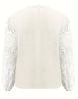 Plus Size Lace Detail V-Neck Long Sleeve T-Shirt - Little Miss Vanilla