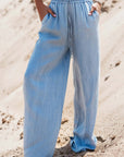 Myosotis Drawstring High Waist Wide Leg Denim Pants