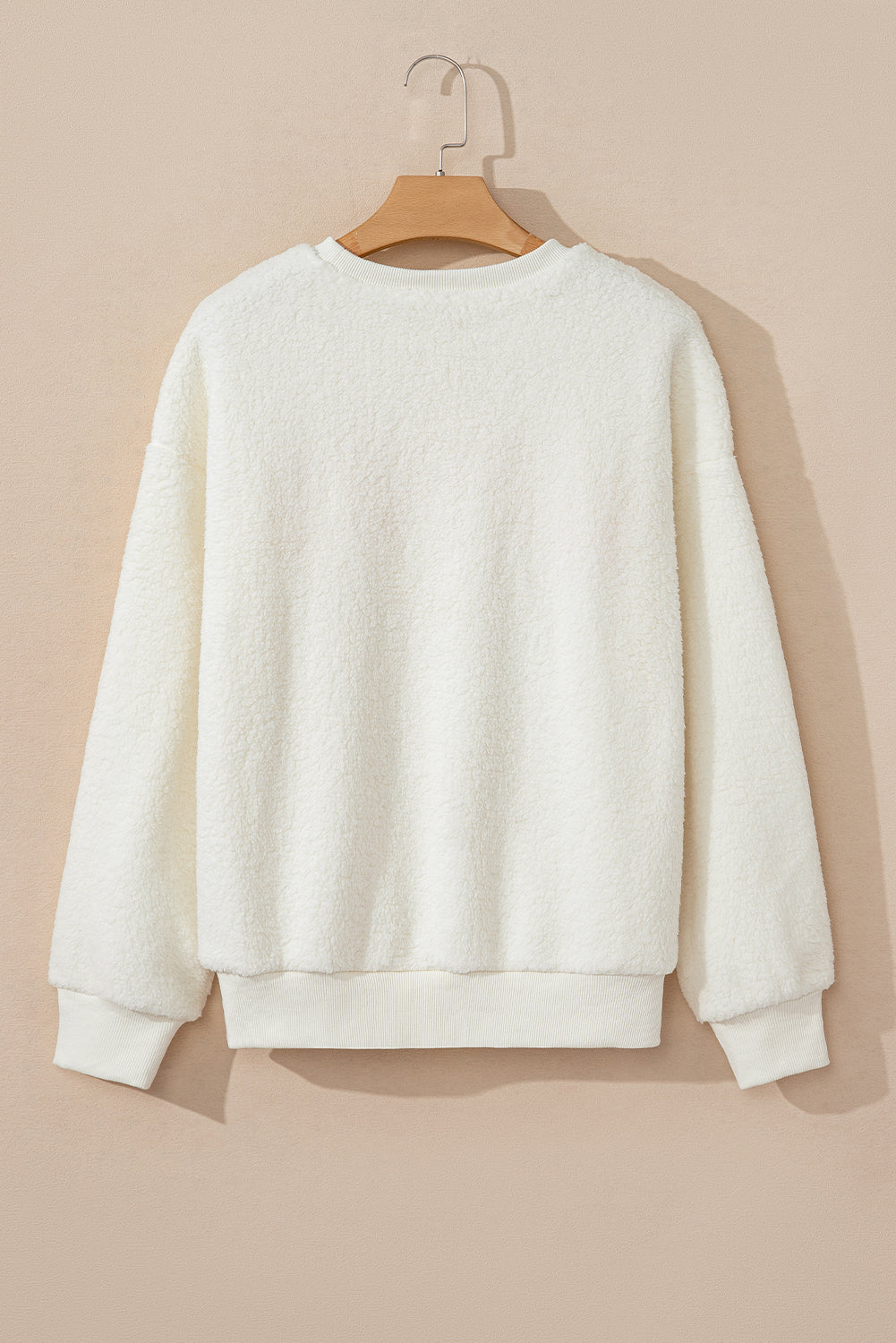 HOWDY Patched Round Neck Sherpa Sweatshirt - Little Miss Vanilla