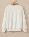 HOWDY Patched Round Neck Sherpa Sweatshirt - Little Miss Vanilla