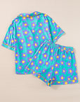 Green Flower Print Short Sleeve Shirt Pajamas Set - Little Miss Vanilla