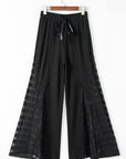 Black Boho Lace Patchwork Wide Leg High Waist Pants